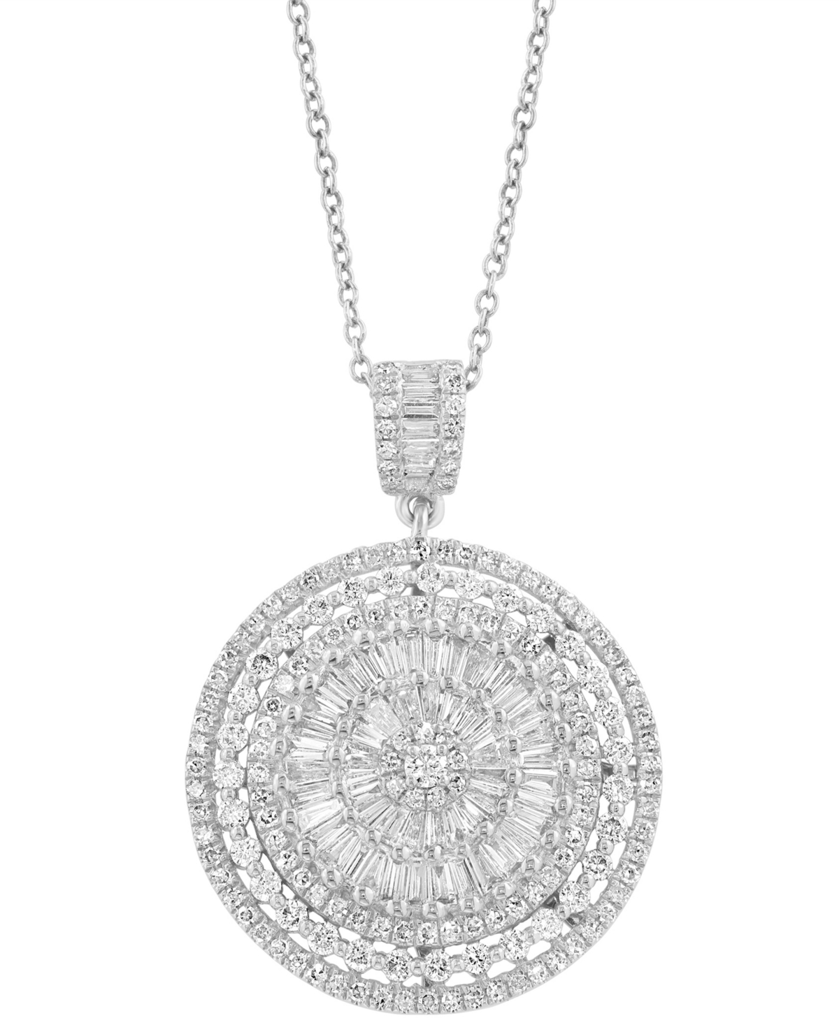Effy Collection Effy Diamond Round & Baguette Sunburst Cluster 18" Pendant Necklace (1-1/2 Ct. T.w.) In 14k White Go