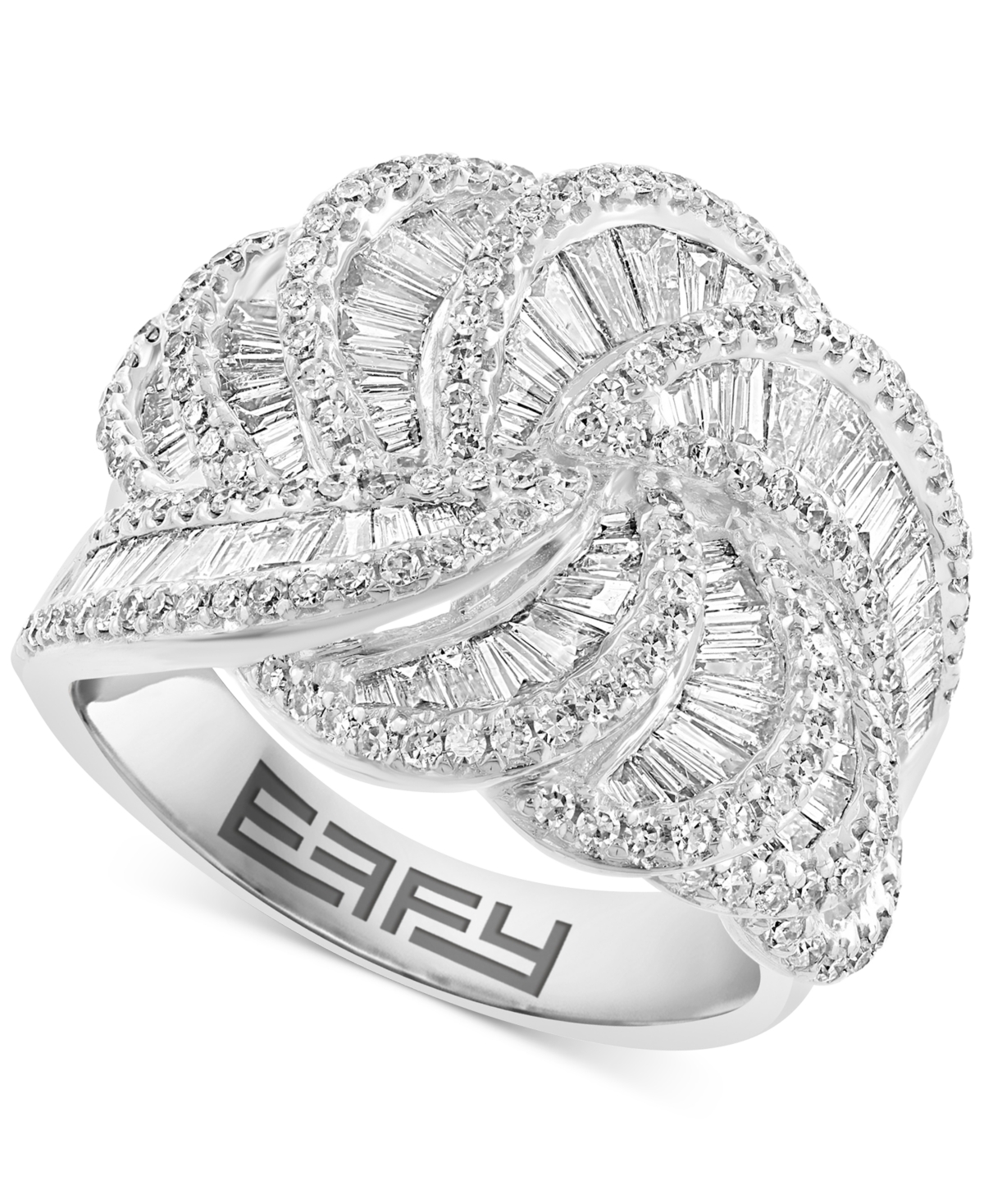 Effy Diamond Round & Baguette Curved Cluster Statement Ring (1-1/2 ct. t.w.) in 14k White Gold - White Gold