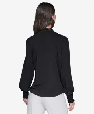 Women's Blouson-Sleeve Button-Front Blouse