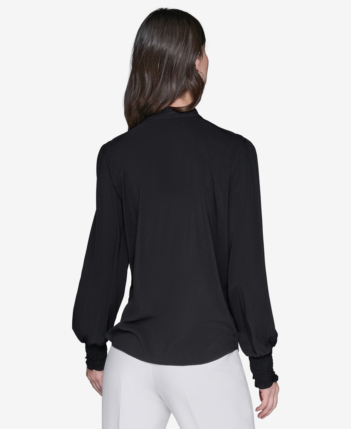 Karl Lagerfeld Women's Blouson-sleeve Button-front Blouse In Black