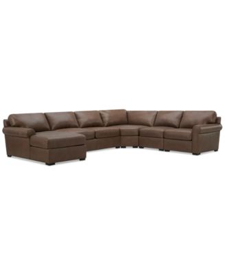 Radley Roll Arm 152" 5-Pc. Leather Wedge Corner Chaise Sectional, Exclusively at Macy's