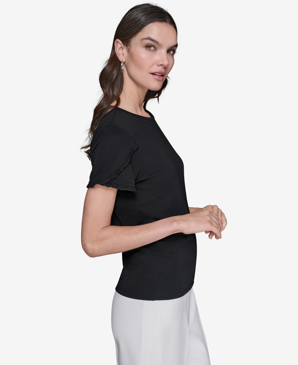 Karl Lagerfeld Women's Crewneck Tulip-sleeve Blouse