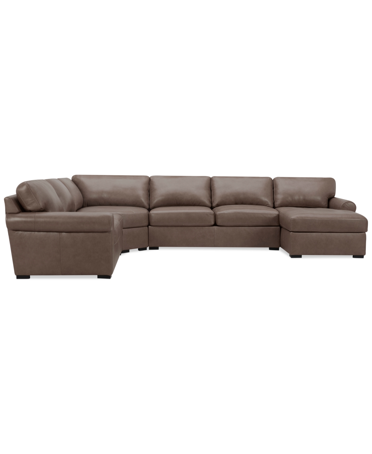 Macy's Radley Roll Arm 152" 5-pc. Leather Wedge Corner Chaise Sectional, Exclusively At
