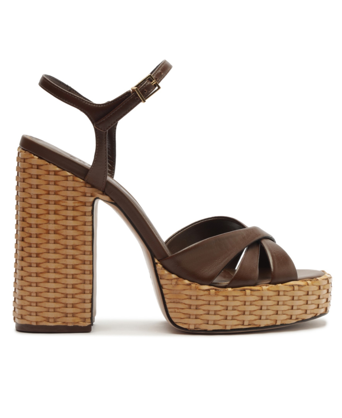 SCHUTZ WOMEN'S KEEFA HIGH STRAW ROUND TOE SANDALS 
