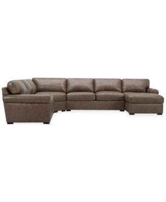 Radley Roll Arm 152" 5-Pc. Leather Wedge Corner Chaise Sectional