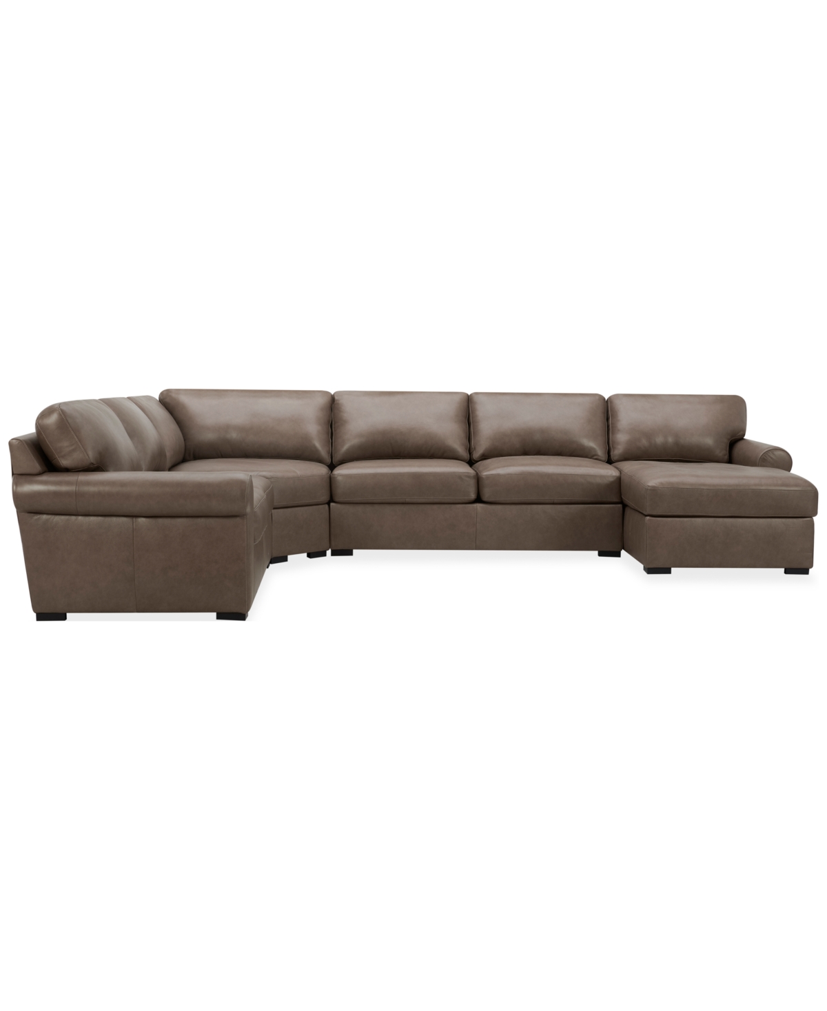Macy's Radley Roll Arm 152" 5-pc. Leather Wedge Corner Chaise Sectional, Exclusively At
