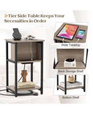 3-Tier End Table with USB Ports & Power Outlets-1 Piece