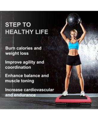 Streamdale Red Adjustable Aerobic Stepper with Risers