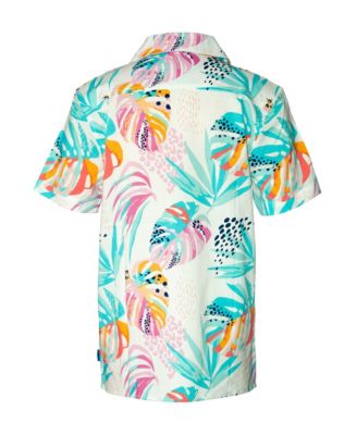 Big Boys Leopard Floral Print Short Sleeve Woven Shirt