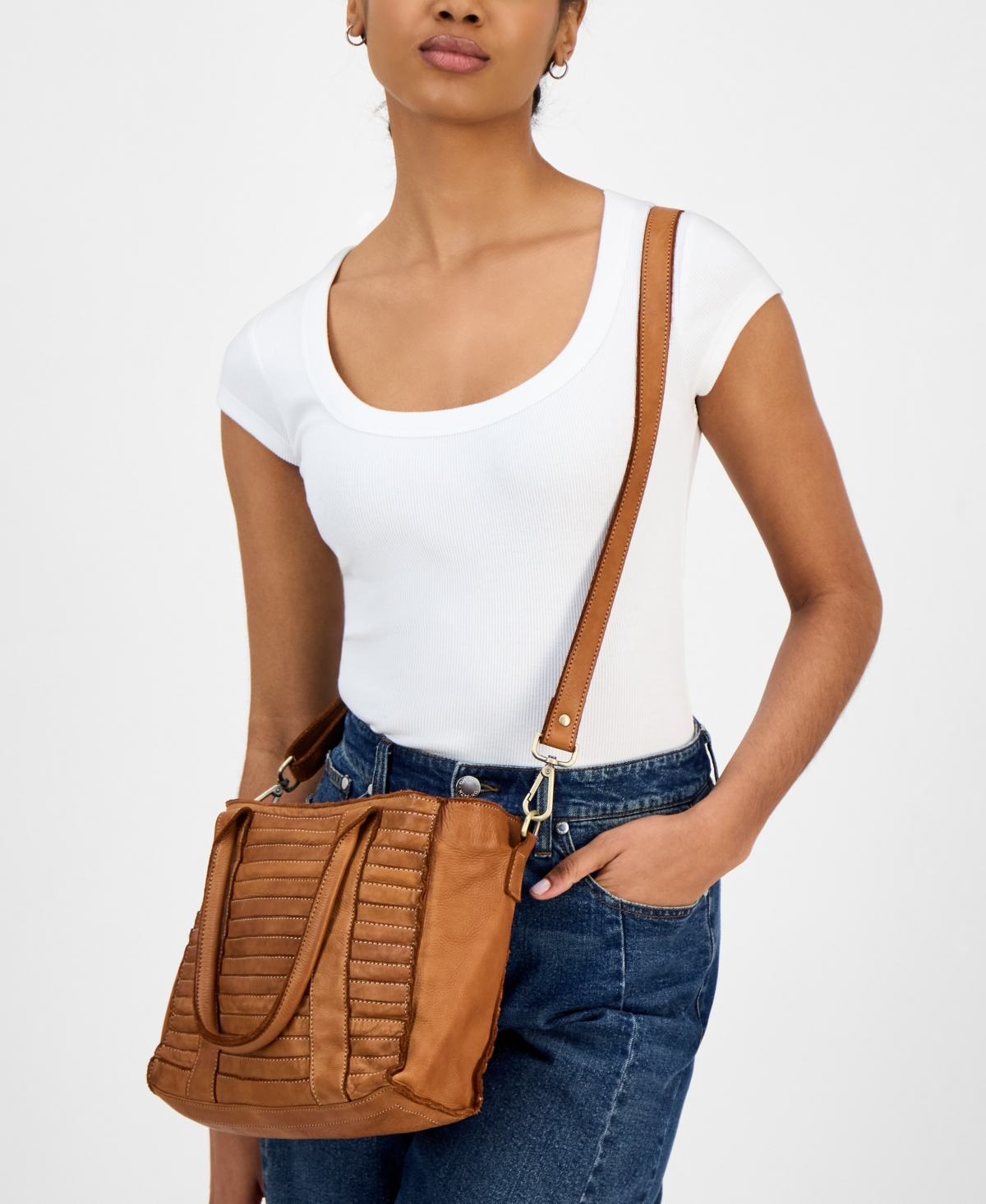 Milan Leather Tote Bag - Cognac