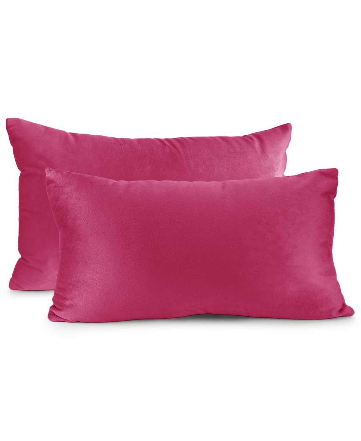 Nestl Elegant 2-pack Velvet Decorative Throw Pillows With Removeable Covers, 12" X 20" In Hot Pink