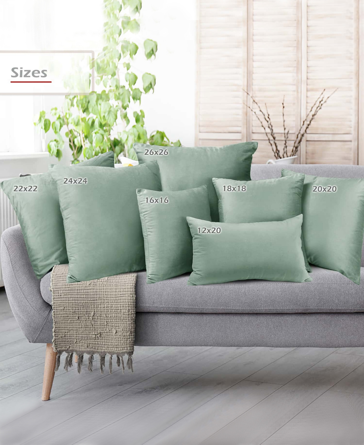 Nestl Elegant 2-pack Velvet Decorative Throw Pillows With Removeable Covers, 20" X 20" In Sage Green