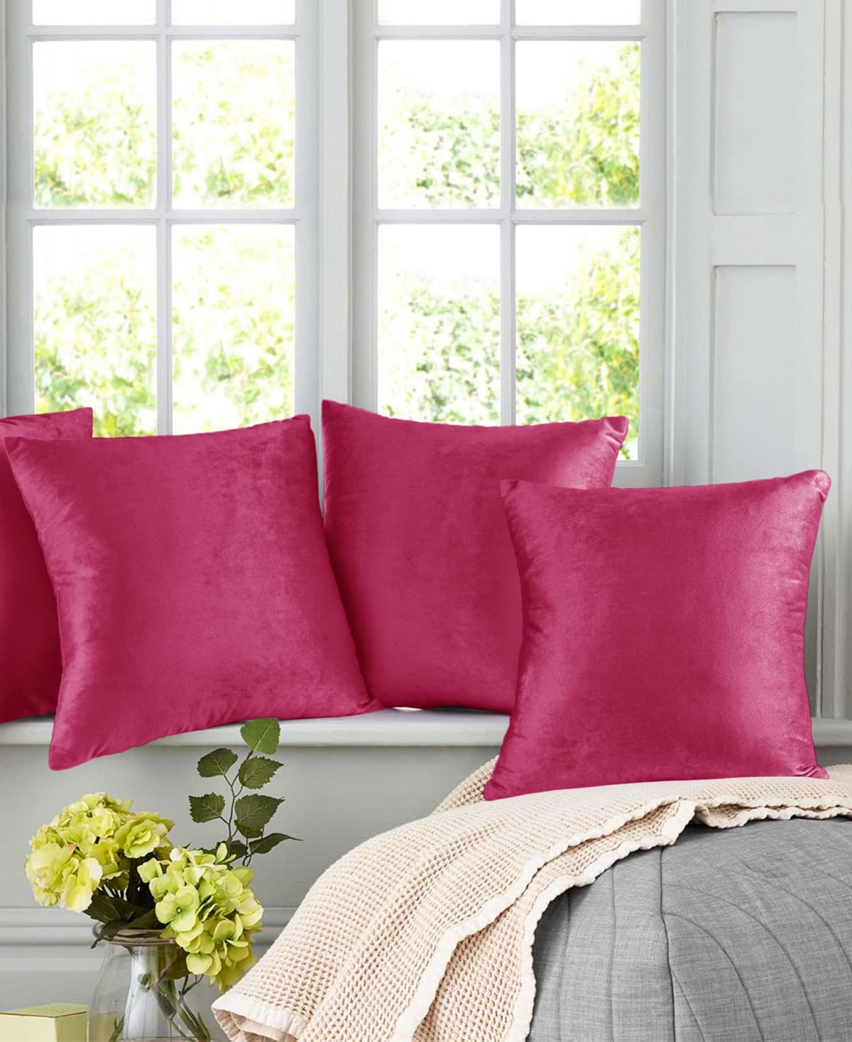 Nestl Elegant Velvet Removeable Cover 2-pack Decorative Pillows, 22" X 22" In Pink