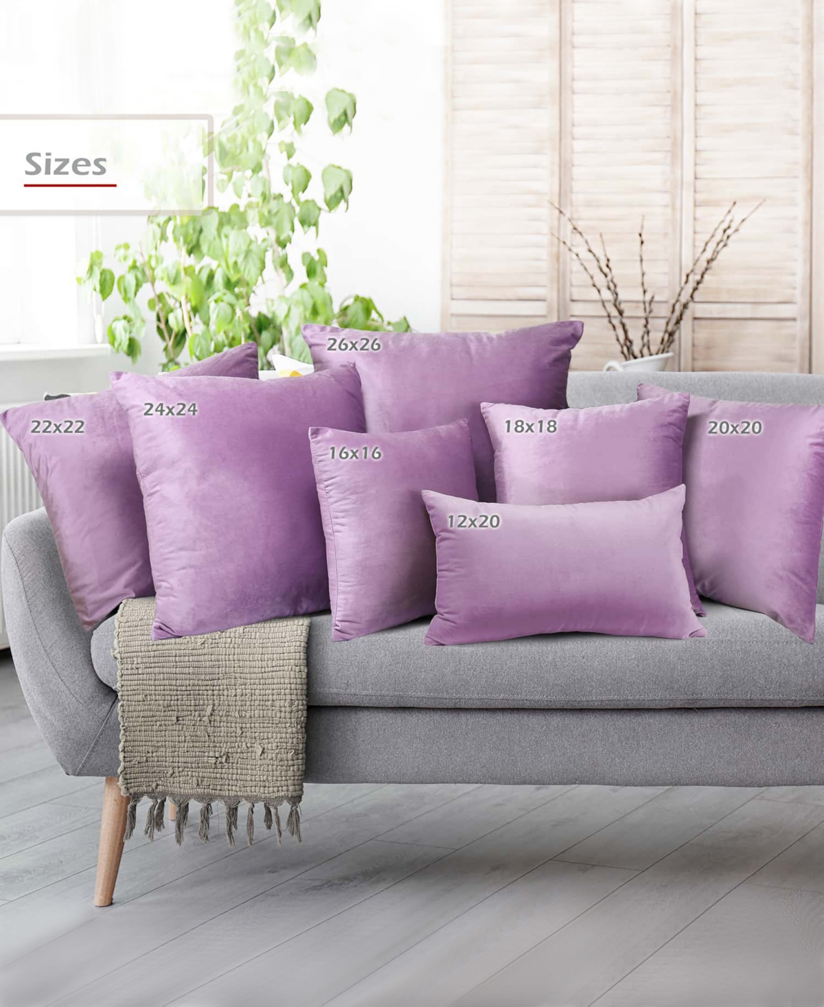 Nestl Elegant 2-pack Velvet Decorative Throw Pillows With Removeable Covers, 24" X 24" In Lavender