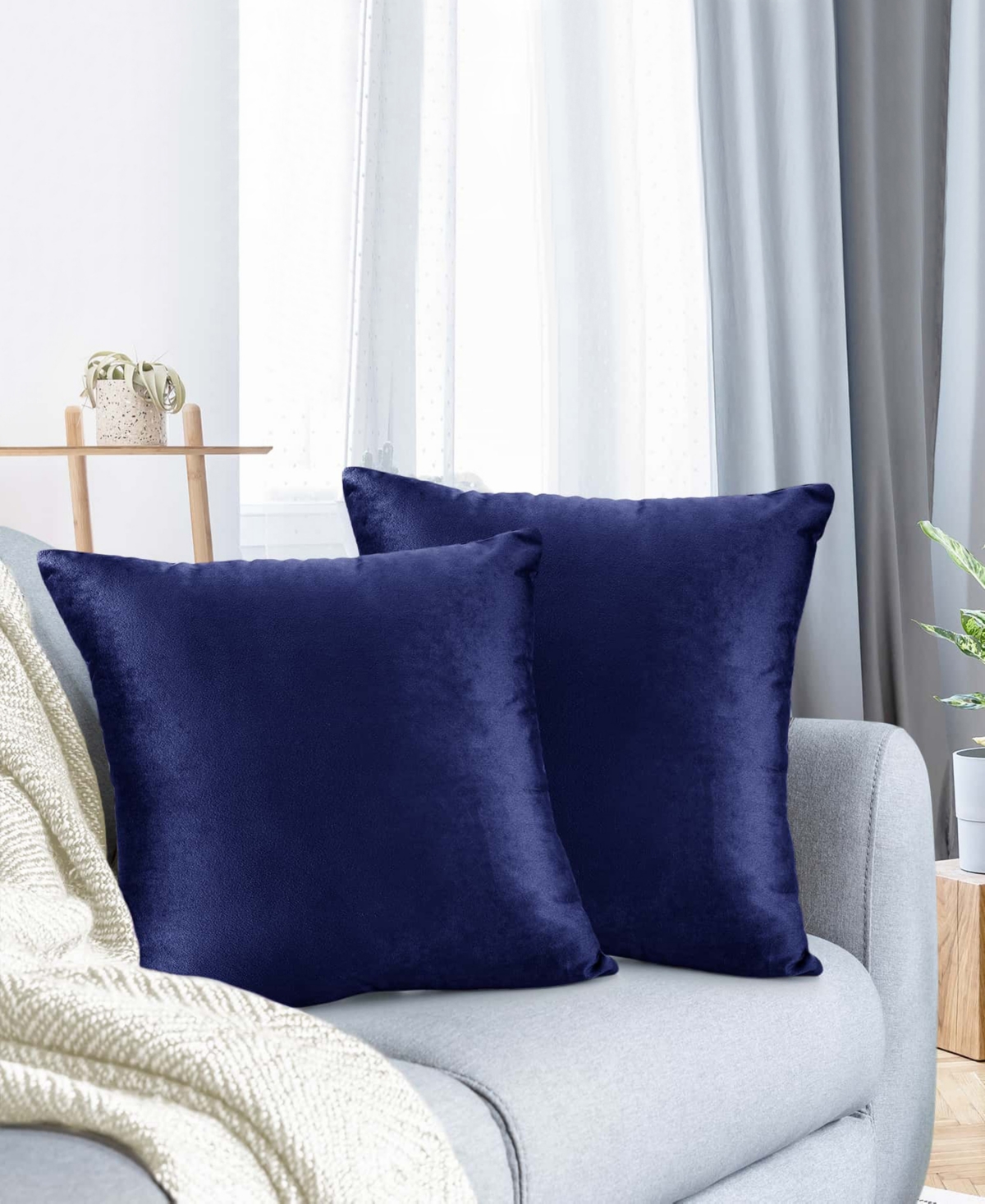 Nestl Elegant 2-pack Velvet Decorative Throw Pillows With Removeable Covers, 26" X 26" In Royal Blue
