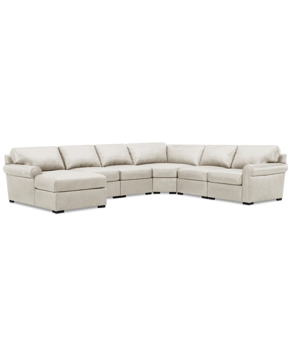 Macy's Radley Roll Arm 145" 6-pc. Leather Wedge Corner Chaise Sectional, Exclusively At