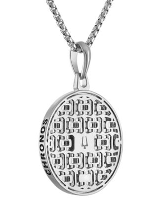 Men's God of Time Sterling Silver Pendant Necklace 24" + 2" extender