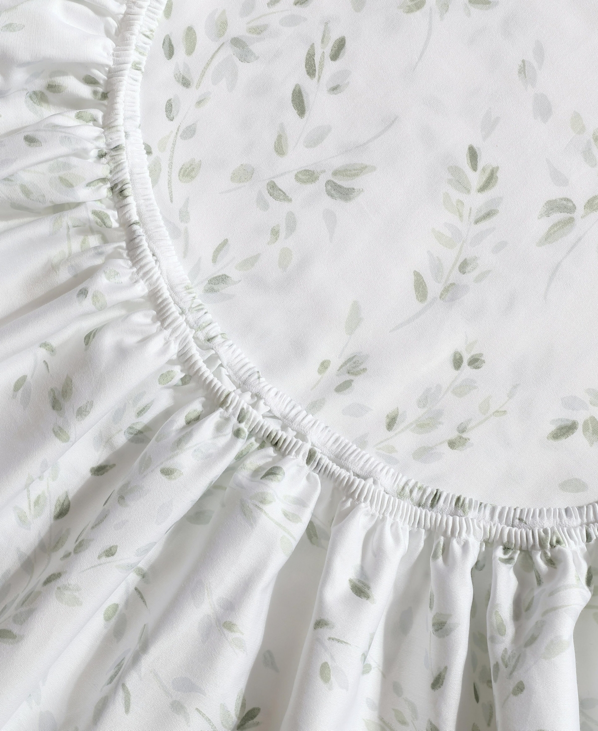 Calvin Klein Printed 300-thread Count Cotton Sateen 4-pc. Sheet Set, Queen In Airy Botanical Pale Green