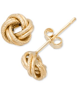 Polished & Textured Love Knot Stud Earrings in 10k Gold