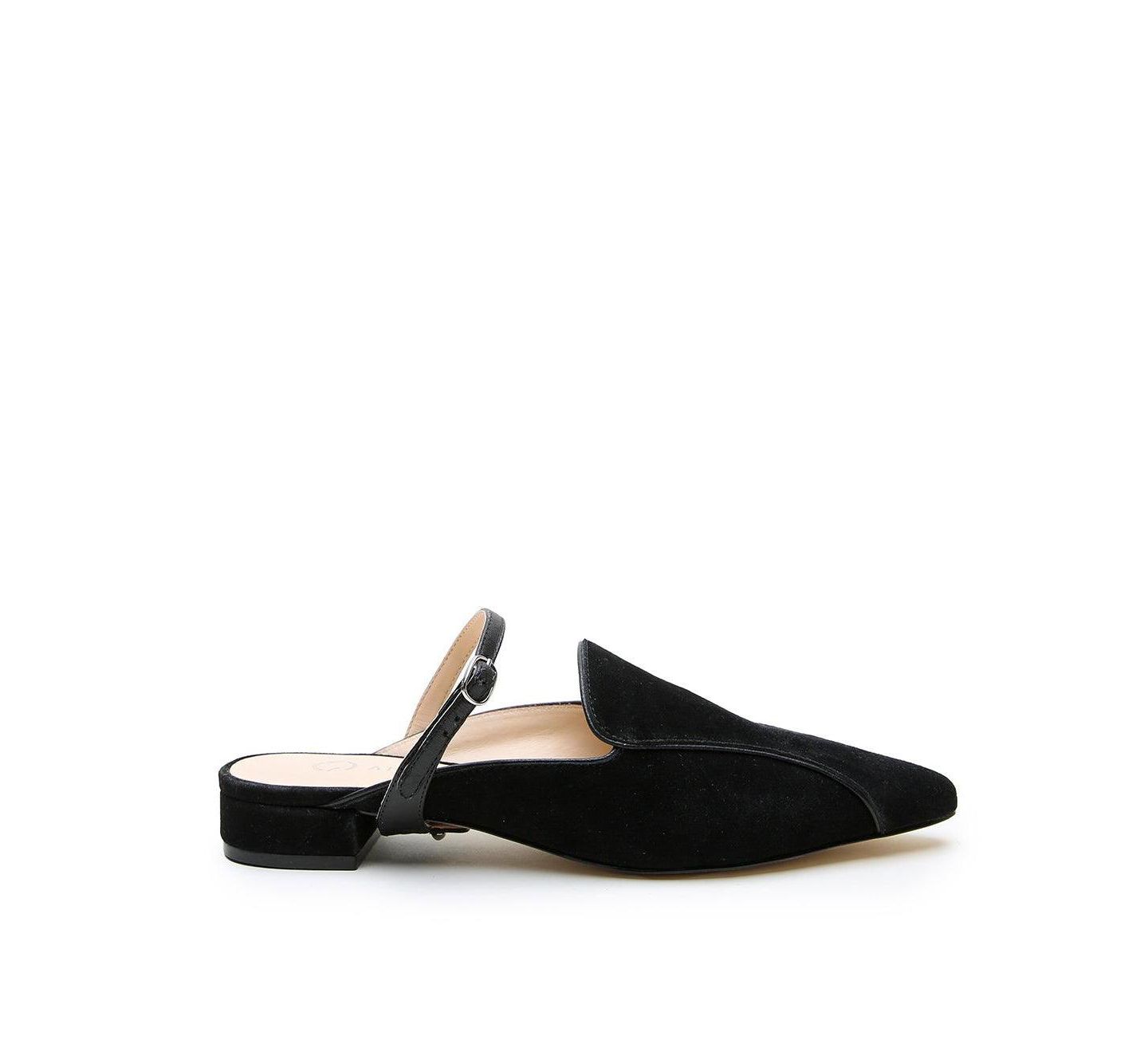 Женские сандалии Alterre Black Suede Twiggy Customizable Pointed Loafer, цвет: Чёрный замшевый — фото 1