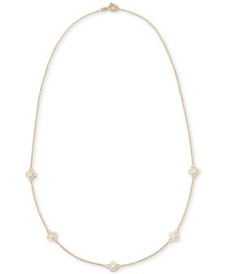 Openwork Clover Design Five Station 18" Collar Necklace in 10k Gold