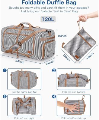 120L Foldable Collapsible Travel Duffle Bag for Men and Women with Shoe Compartment