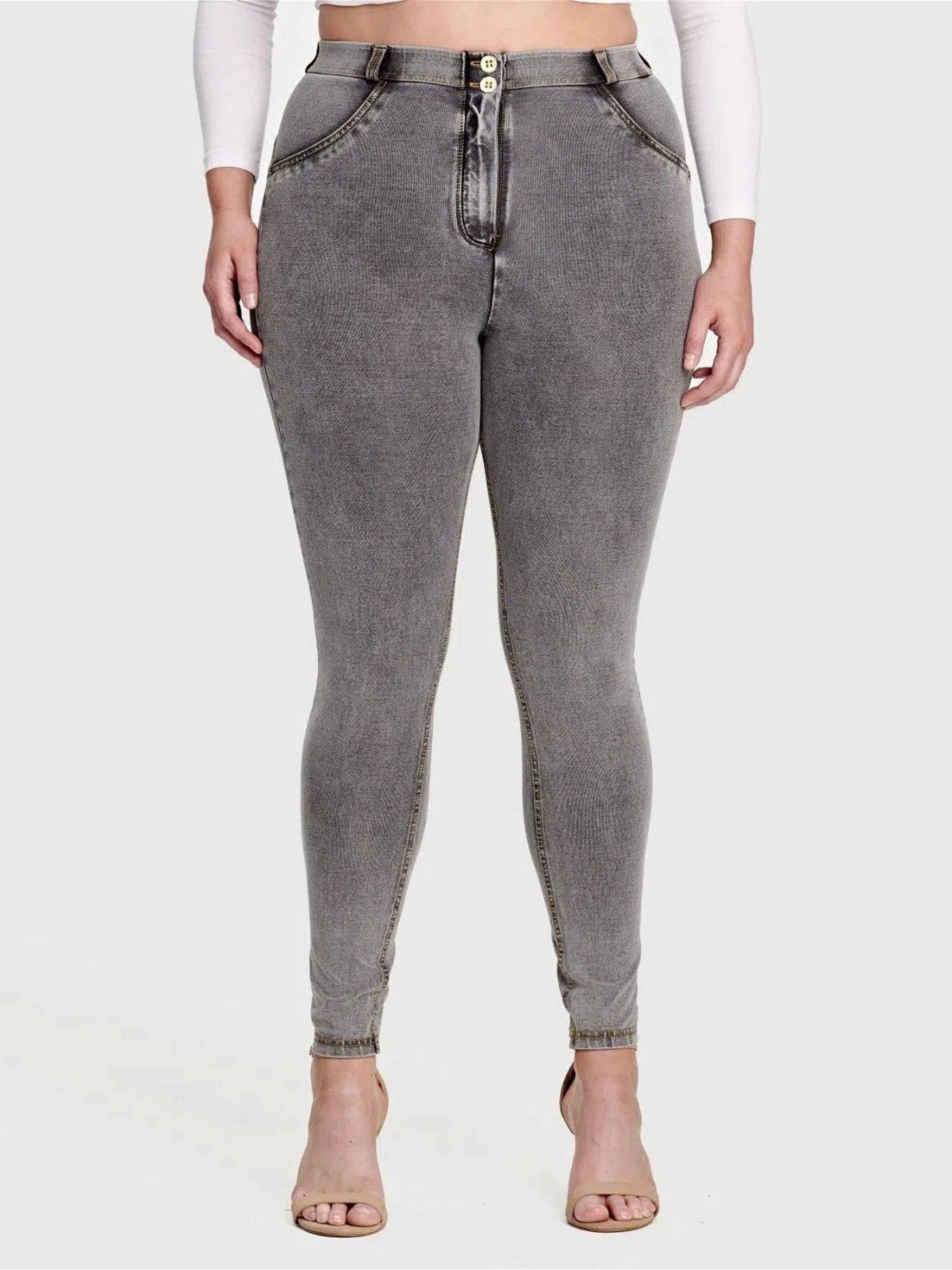 Plus Size Wr.up Curvy Denim High Waisted Jeans - Grey