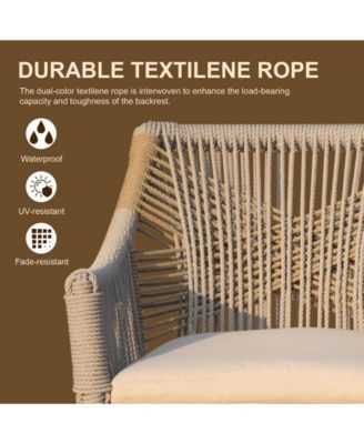 Bar Stools Set of 2 with Arm and Backrest, Outdoor Counter Height Bar Chairs with Cushion, Aluminum Tall Bar stools-Rounded Backre