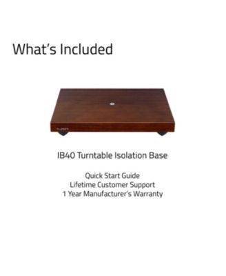 IB40 – Piano black anti-vibration turntable base, wood platform, height-adjustable feet, bubble level, universal fit – sound clarity boost.