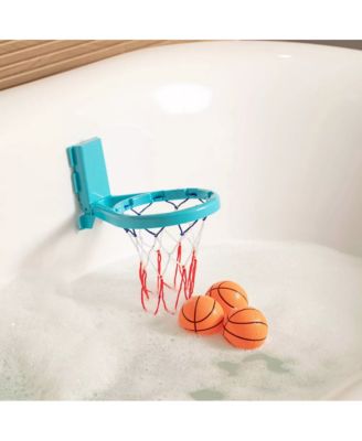 Toddler 2-in-1 Bathroom Basketball Hoop Playset with Suction Cups & Tying Straps – Mini Basketball Hoop for Bathtub & Door, Interactive Bath Toy with 3 Soft Balls