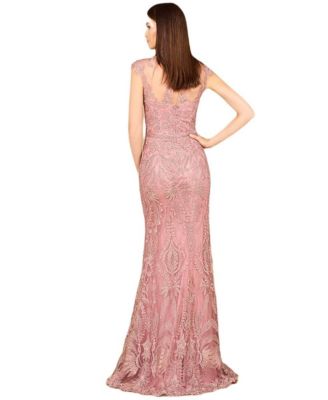 Women's Detachable Half Sleeve Lace Sheath Gown