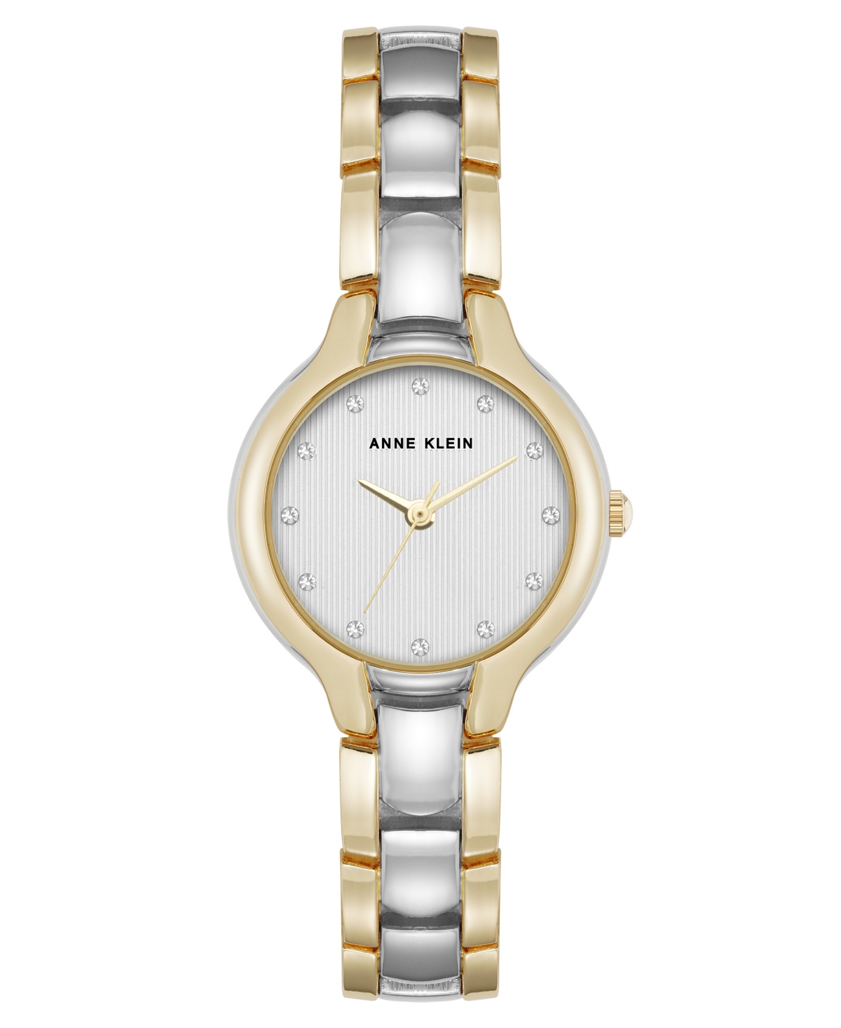 Women's Quartz Two-Tone Metal Alloy and Crystal Accented Dial Watch, 28mm - Silver-Tone, Gold-Tone