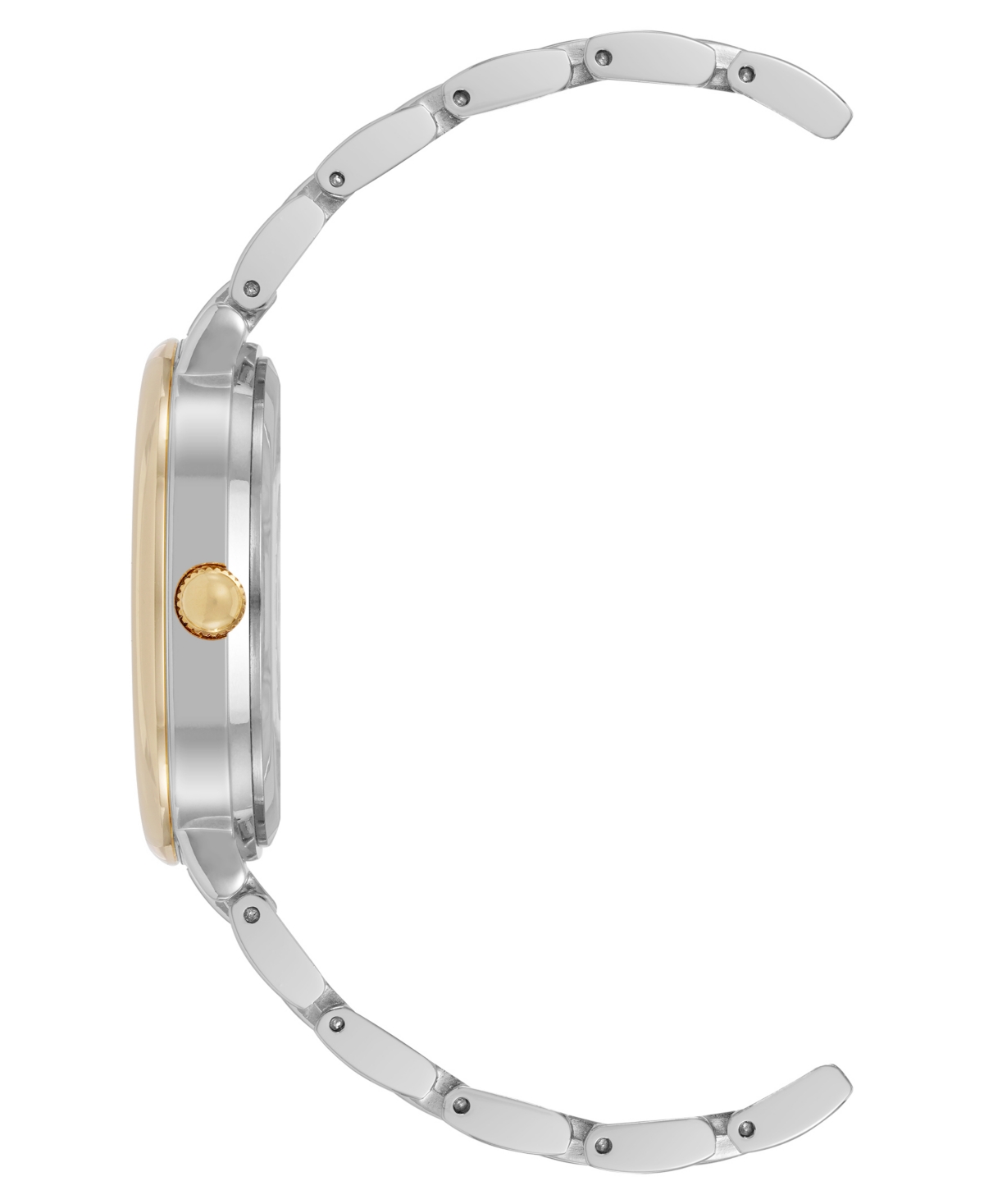 Anne Klein Women's Quartz Round Roman Numeral Two-tone Metal Alloy And Black Dial Watch, 32mm In Black,silver-tone,gold-tone