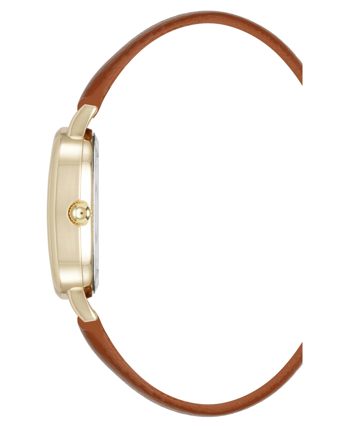 Shop Anne Klein Women's Quartz Oval Brown Polyurethane Leather And Gold-tone Metal Alloy Watch, 23mm In Brown,gold-tone