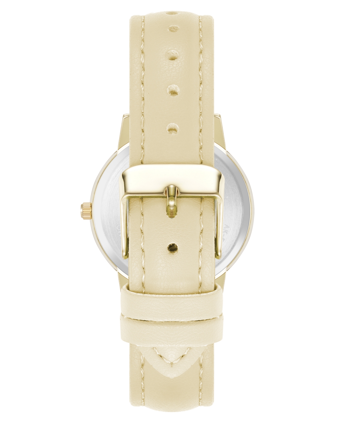 Anne Klein Women's Quartz Casual Cream Polyurethane Leather And Gold-tone Metal Alloy Boyfriend Watch, 34mm In Cream,gold-tone