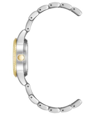 Women's Quartz Coin Edge Two-Tone Metal Alloy and Navy Dial Watch, 30mm