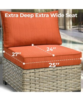 13 Piece Outdoor Patio Furniture Sets with Fire Pit Table,All Weather Wicker Sectional Sofa with Extra Deep Patio Swivel Chairs and Solar Powered Coffee Table for Porch,Garden,Backyard