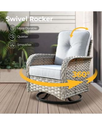 13 Piece Outdoor Patio Furniture Sets with Fire Pit Table,All Weather Wicker Sectional Sofa with Extra Deep Patio Swivel Chairs and Solar Powered Coffee Table for Porch,Garden,Backyard