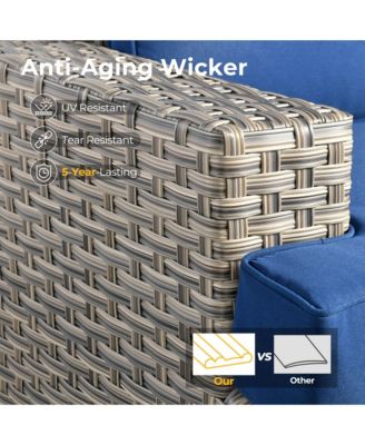 13 Piece Outdoor Patio Furniture Sets with Fire Pit Table,All Weather Wicker Sectional Sofa with Extra Deep Patio Swivel Chairs and Solar Powered Coffee Table for Porch,Garden,Backyard