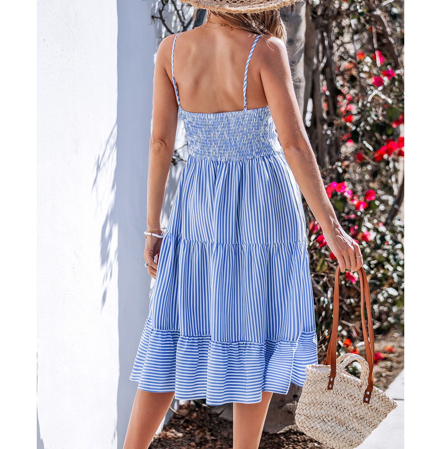 Женское платье Cupshe Midsummer Dream Striped Midi Beach, цвет: Средний синий — фото 2