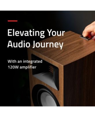 Ri71 Reference Stereo Powered Bookshelf Speakers with High Performance AMT Tweeters, 5" Drivers, 120W Amplifier for Music, Turntable, TV, PC - HDMI, Bluetooth, RCA & Subwoofer Out