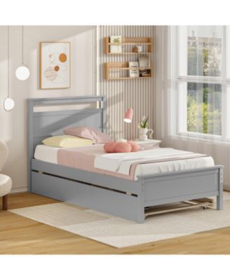 Twin Size Wooden Bed Frame with 2 Drawers for Teens and Adults