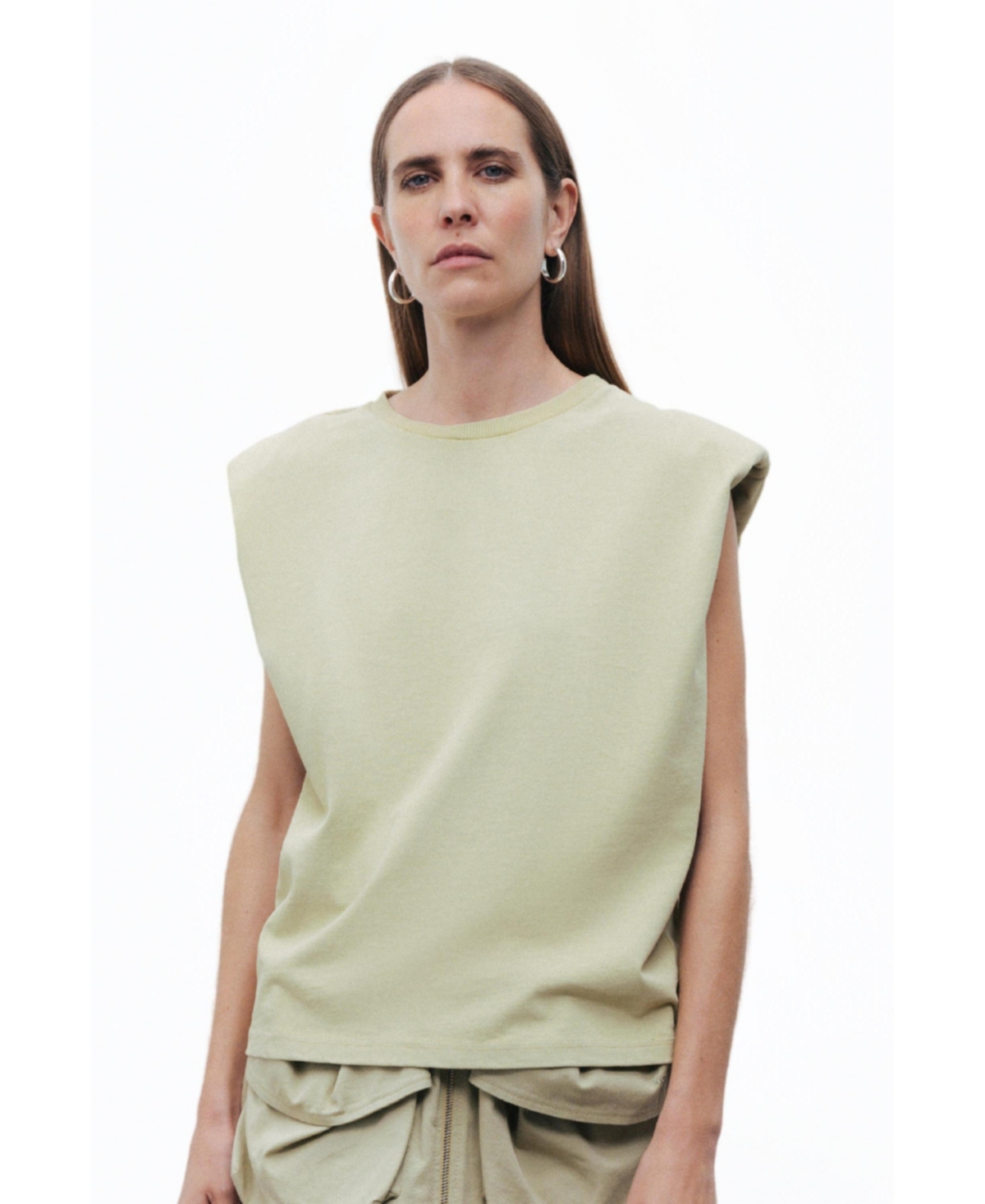 Women's Padded T-shirt - Olive green