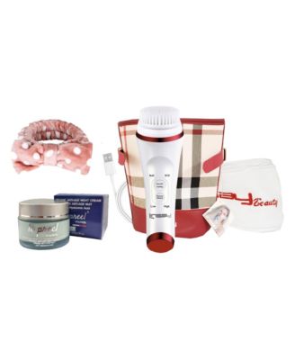 UltraSonic Facial and Body cleansing Brush with Temperature control Bundle with le preel Paris Night Time Cream, USB Cable, Headband and Bag