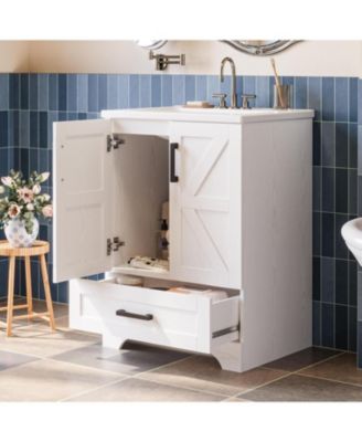 Bathroom Vanity with Sink, 24 Inch Farmhouse Bathroom Sink Cabinet