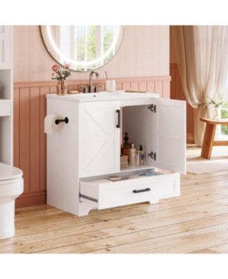 Bathroom Vanity with Sink, 30 Inch Farmhouse Bathroom Sink Cabinet