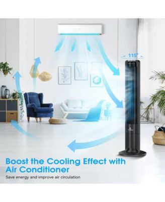 115° Oscillating Modern Tower Fan for Bedroom, 43'' Standing Fan with Remote, 7.5H Timer, 28dB Ultra Quiet Cooling Floor Fan for Home, Office or Bedroom, 3 Speeds & 3 Modes Black Fan