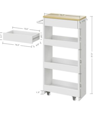 Slim Storage Rolling Cart with Drawer and Wheels and Handle