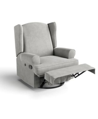 Serenity Wingback Upholstered Recliner Glider - Steel