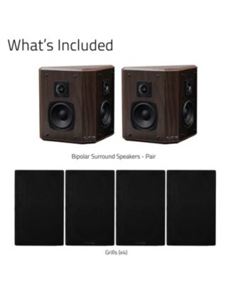 Elite High Definition 2-Way Bipolar Surround Speakers for Wide Dispersion Surround Sound